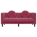 vidaXL Canapé avec coussins 2 places rouge bordeaux velours