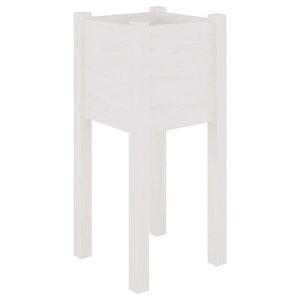 vidaXL Jardinière d'extérieur Blanc 31x31x70 cm Bois de pin massif