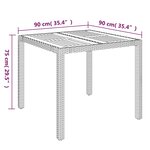 vidaXL Table de jardin dessus en bois Noir 90x90x75 cm Résine tressée