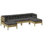 vidaXL Salon de jardin 6 Pièces avec coussins bois de pin imprégné