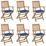 vidaXL Chaises pliables de jardin 6 Pièces avec coussins Bois d'acacia