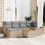 vidaXL Salon de jardin avec coussins 7 Pièces beige résine tressée