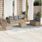 vidaXL Salon de jardin avec coussins 8 Pièces beige résine tressée