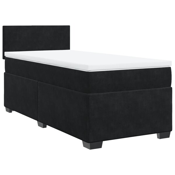 vidaXL Sommier à lattes de lit avec matelas Noir 90x190 cm Velours