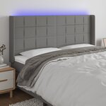 vidaXL Tête de lit à LED Gris foncé 163x16x118/128 cm Tissu