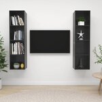 vidaXL Meubles TV muraux 2 Pièces Gris brillant Bois d'ingénierie