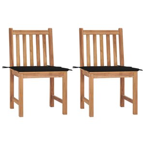 vidaXL Chaises de jardin lot de 2 avec coussins Bois de teck massif