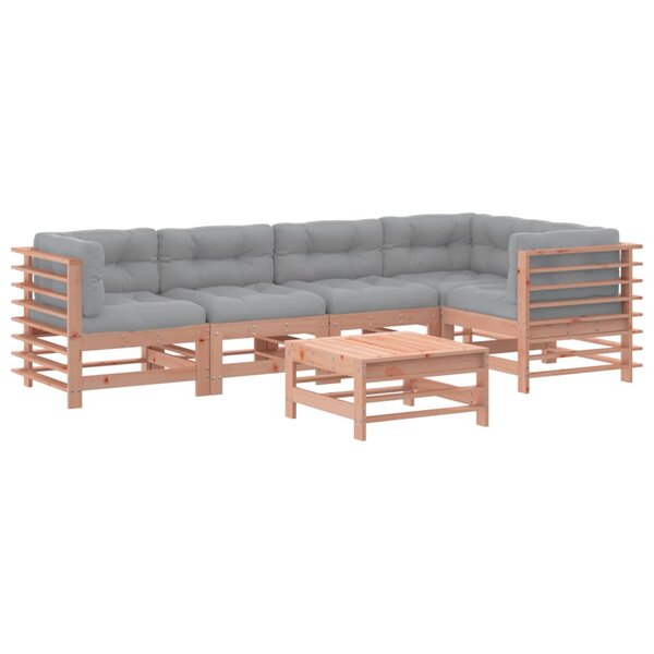 vidaXL Salon de jardin 6 Pièces avec coussins bois massif Douglas