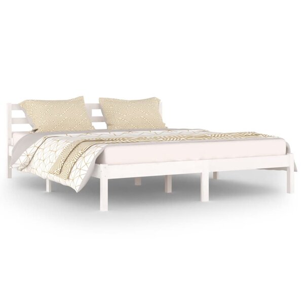 vidaXL Cadre de lit Bois massif de pin 160x200 cm Blanc