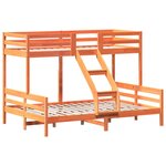 vidaXL Lit superposé 80x200/140x200 cm cire marron bois de pin massif