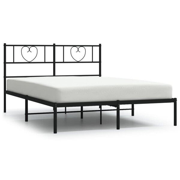 vidaXL Cadre de lit métal avec tête de lit noir 140x200 cm