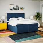 vidaXL Sommier à lattes de lit avec matelas Bleu 200x200 cm Tissu