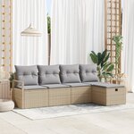 Canapés de jardin 5 pièces avec coussins Beige en poly rattan