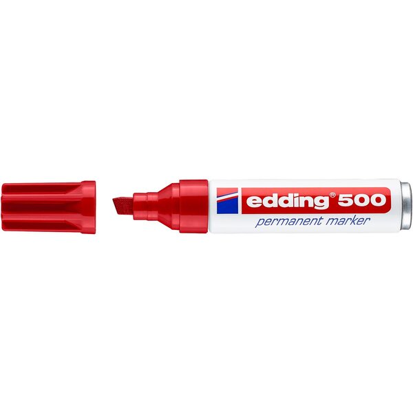 Marqueur Permanent 500 Rouge Pointe Large Biseautée 2-7 mm x 10 EDDING