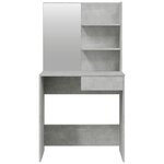vidaXL Coiffeuse avec miroir Gris béton 74 5x40x141 cm