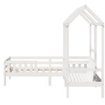 vidaXL Ensemble de lit et de banc avec toit 90x190 cm bois massif pin
