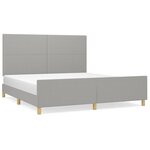 vidaXL Cadre de lit avec tête de lit Gris clair 180x200 cm
