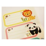 12 étiquettes adhésives scolaires - Rectangle - Petits animaux - Dorures