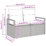 Set de canapé de jardin vidaXL 5 pièces avec coussins gris en rattan poly