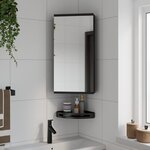 vidaXL Armoire de bain à miroir d'angle noir 30x24x60 cm