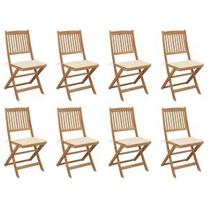 vidaXL Chaises pliables d'extérieur et coussins lot de 8 Bois d'acacia