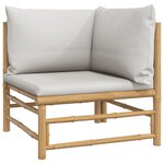 vidaXL Salon de jardin 7 Pièces avec coussins gris clair bambou