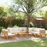 vidaXL Salon de jardin avec coussins 9 Pièces bois massif d'acacia