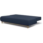 Banquette convertible 3 places MIKA - Tissu bleu foncé - Coffre de rangement - 192 x 84 x 93 cm