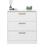 Chambre complète adulte : Lit 140 x 190/200 cm + 2 chevets + Commode - blanc et chêne