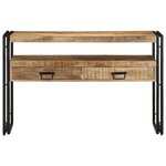 Tables d'appoint vidaXL Noires 120x33x75 cm en bois de manguier massif et métal