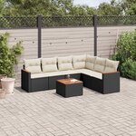 vidaXL Salon de jardin 7 Pièces avec coussins noir résine tressée