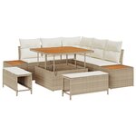 vidaXL Ensemble de Canapés de Jardin 8 pièces avec Coussins en Poly Rattan Beige