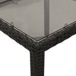 vidaXL Table de jardin dessus en verre Noir 150x90x75cm Résine tressée