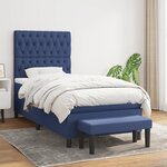 vidaXL Sommier à lattes de lit avec matelas Bleu 100x200 cm Tissu