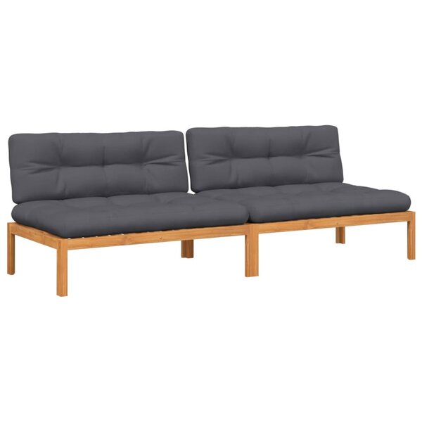 vidaXL Canapés centraux palette de jardin et coussins 2Pièces bois acacia
