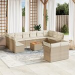 vidaXL Salon de jardin avec coussins 13 Pièces beige résine tressée