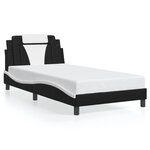 vidaXL Cadre de lit avec lumières LED noir blanc 100x200 cm similicuir
