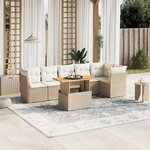 vidaXL Salon de jardin avec coussins 7 Pièces beige résine tressée