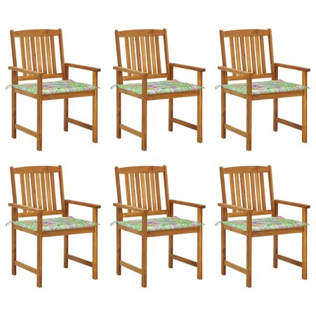 vidaXL Chaises de jardin avec coussins 6 Pièces Bois d'acacia massif