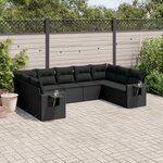 vidaXL Salon de jardin 9 Pièces avec coussins noir résine tressée