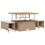 vidaXL Ensemble de canapé jardin 11 pièces avec coussins  rotin poly beige et acacia