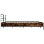 vidaXL Cadre de lit chêne fumé 200x200 cm bois d'ingénierie et métal