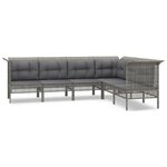 vidaXL Salon de jardin 6 Pièces avec coussins Gris Résine tressée