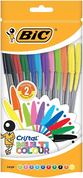 Pack de 20 Stylos Cristal Multicolor BIC
