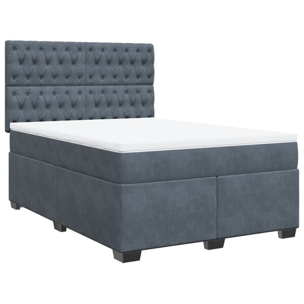 vidaXL Sommier à lattes de lit et matelas Gris foncé 140x190cm Velours