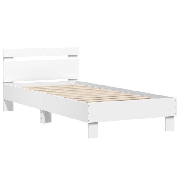 vidaXL Cadre de lit avec tête de lit blanc 75x190 cm bois d'ingénierie