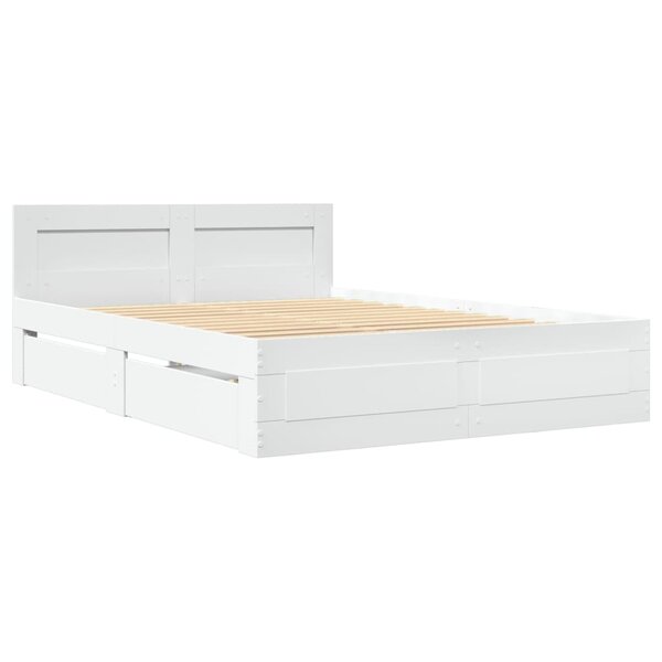 vidaXL Cadre de lit avec tête de lit blanc 135x190cm bois d'ingénierie