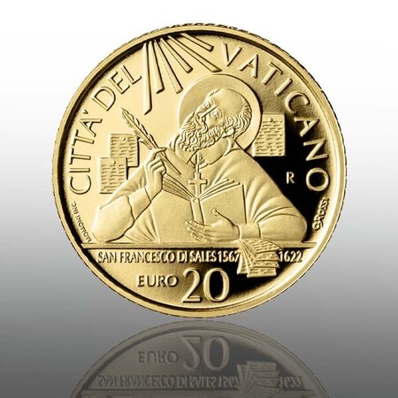 Pièce de monnaie 20 euro Vatican 2022 or BE – Saint François de Sales