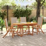 vidaXL Ensemble à manger de jardin 5Pièces bois d'acacia solide textilène