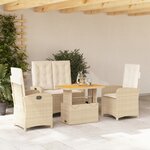 vidaXL Ensemble à manger de jardin coussins 4 Pièces beige résine tressée